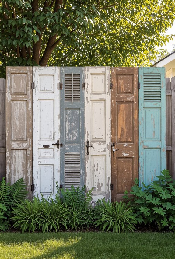 salvaged doors create fence