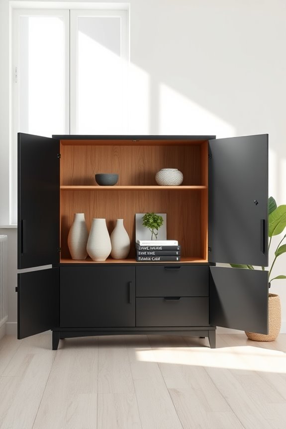 scandinavian minimalist black cabinets