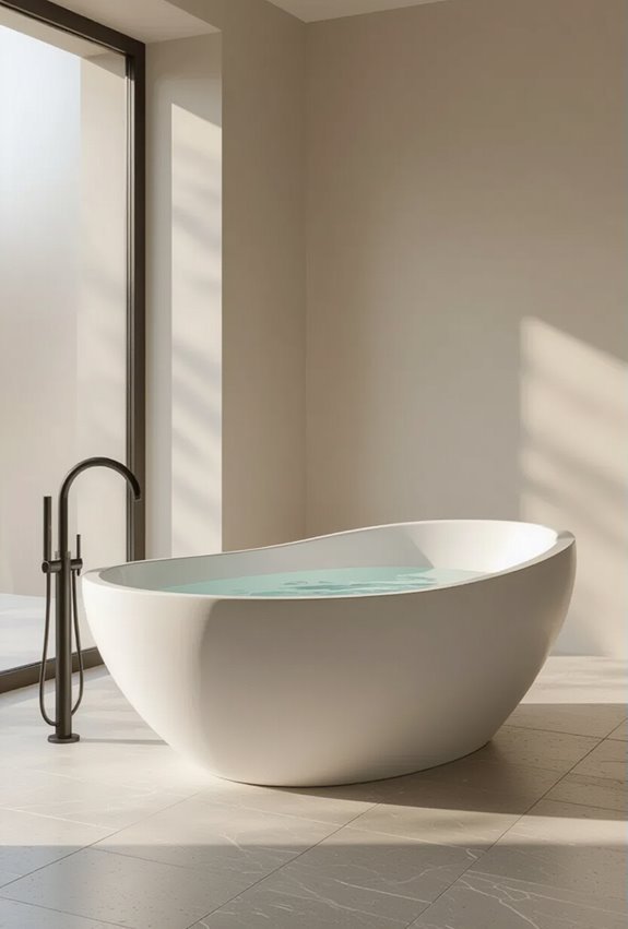 sculptural bathtub as centerpiece