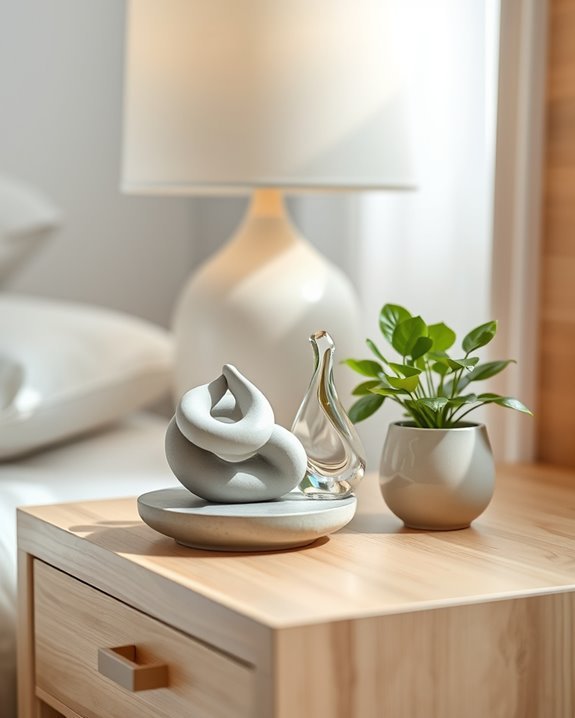 sculptural bedside table accents