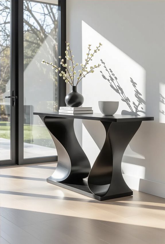 sculptural black pedestal console