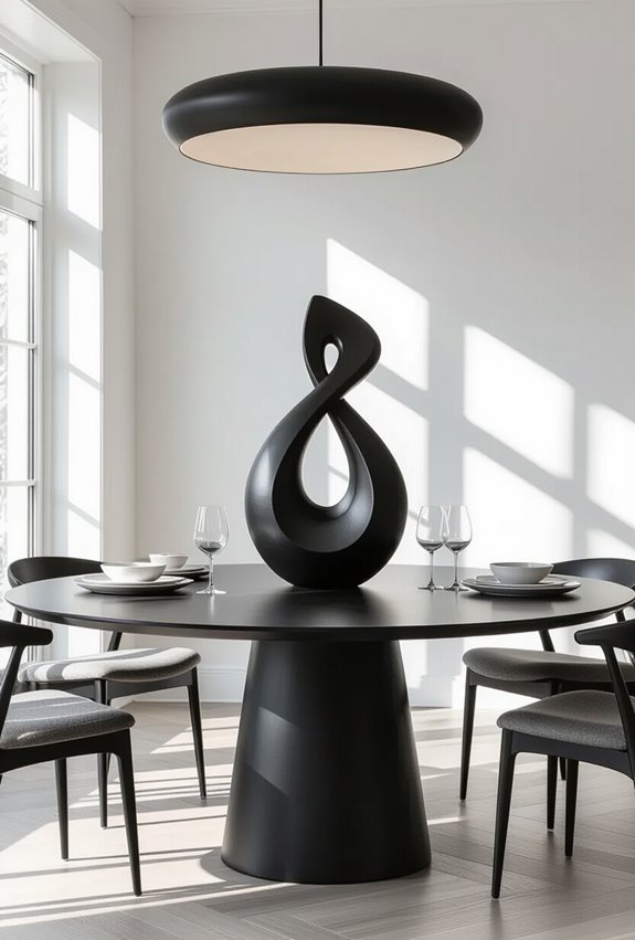 sculptural contrasting artistic centerpieces