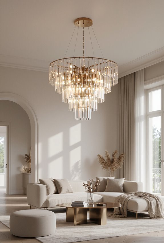 sculptural crystal cascade chandelier