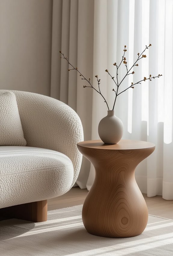 sculptural curved side tables