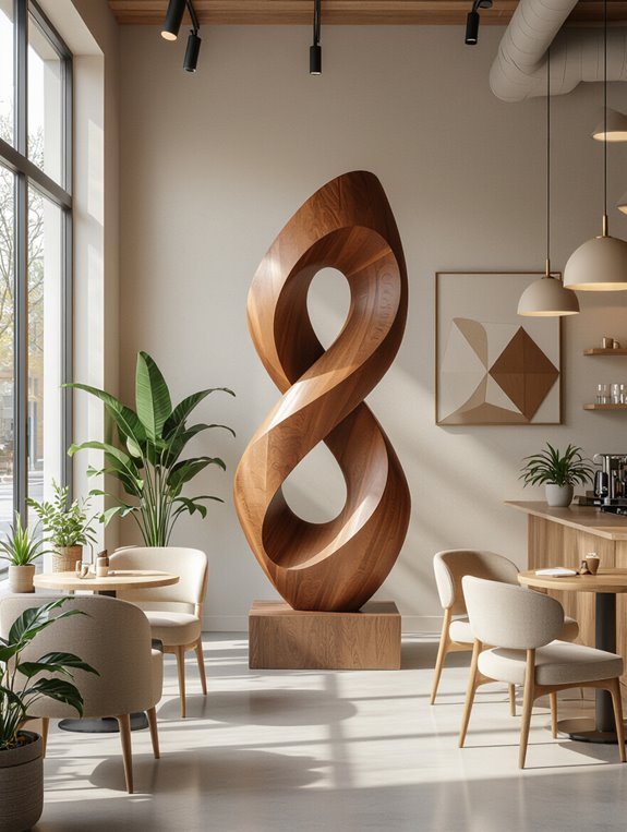 sculptural decor enhances atmosphere