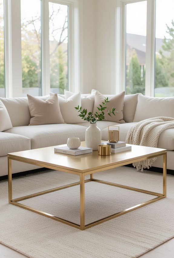 sculptural gold mirrored coffee table