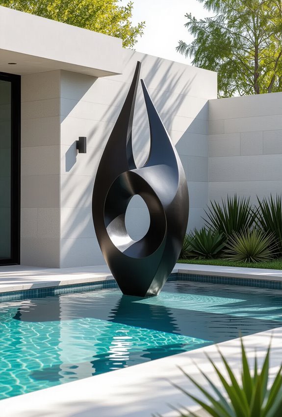sculptural lighting elevates poolside