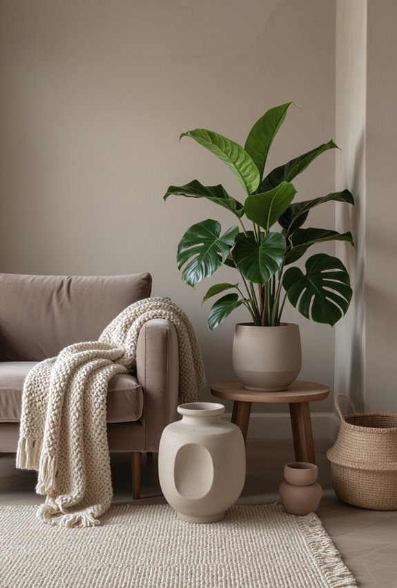 sculptural muted green botanical arrangements