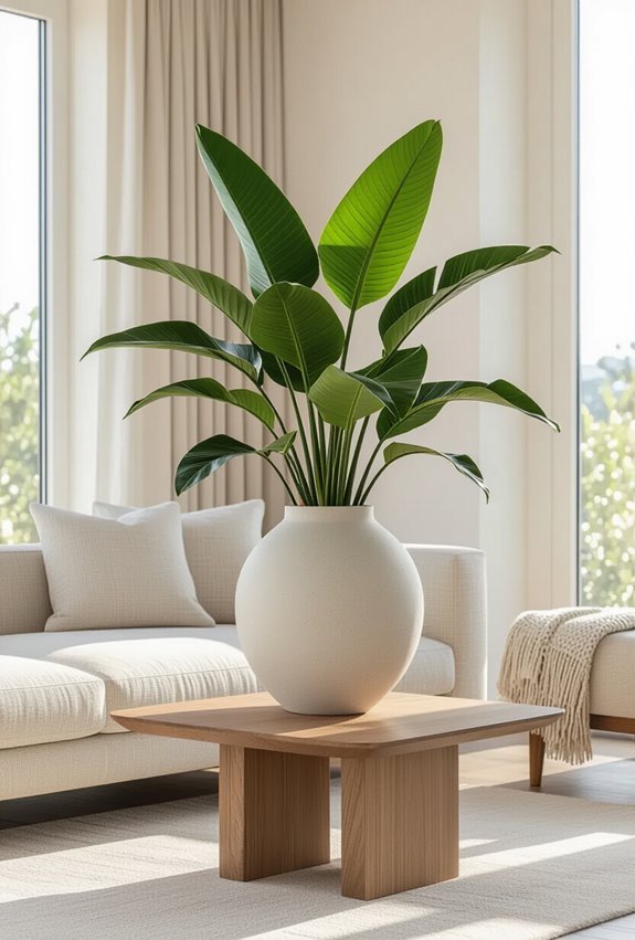 sculptural vases with plants