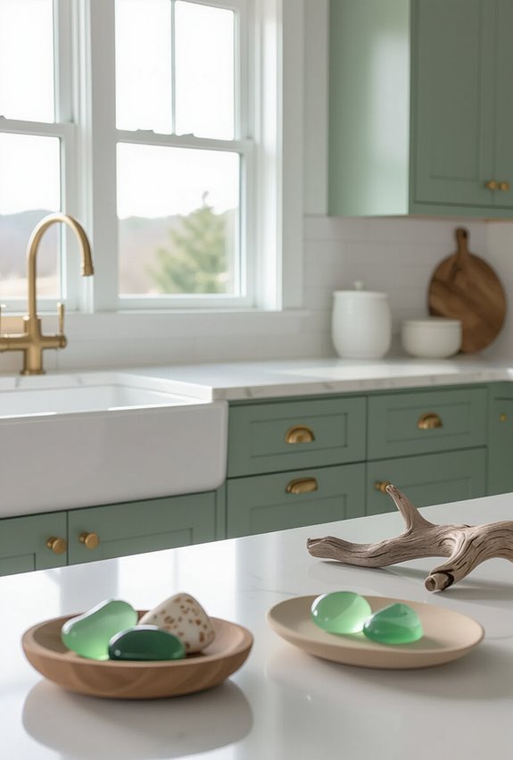sea glass green coastal cabinets