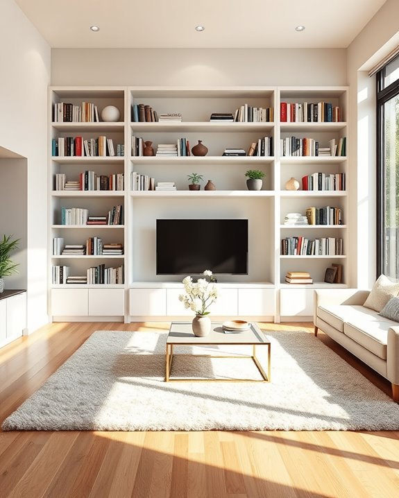seamless built in bookshelf design
