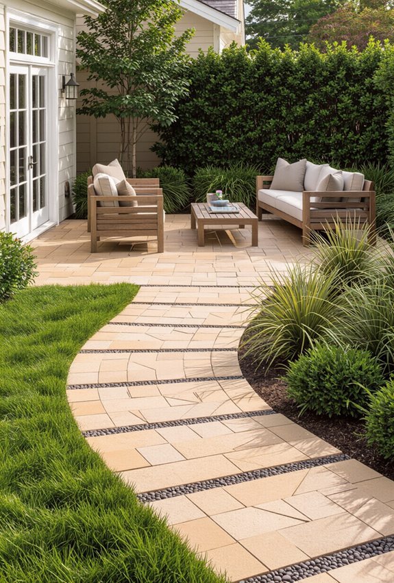 seamless curved paver walkway