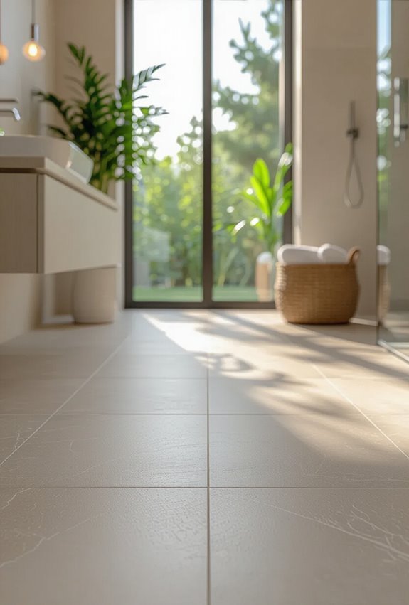 seamless large format bathroom flooring