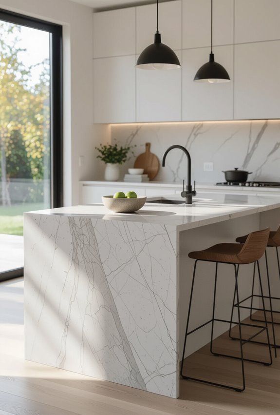 seamless sculptural marble waterfall