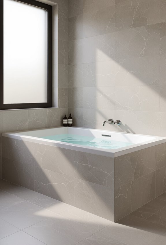 seamless tiled built in bathtub