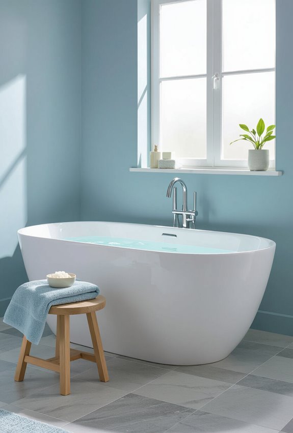 seaside spa inspired tranquil bathroom