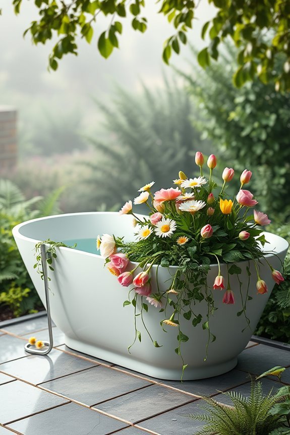 seasonal bathtub flower arrangement