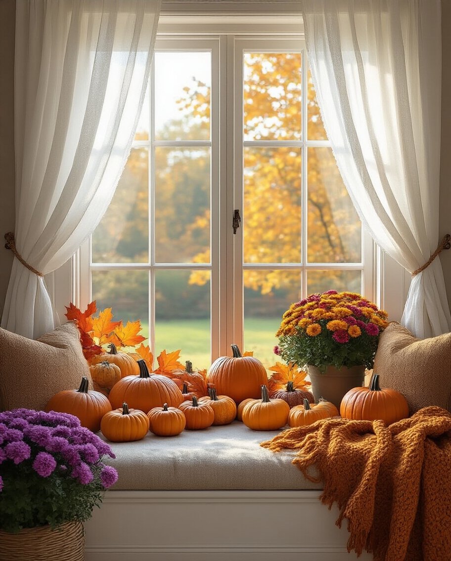 seasonal bay window decor