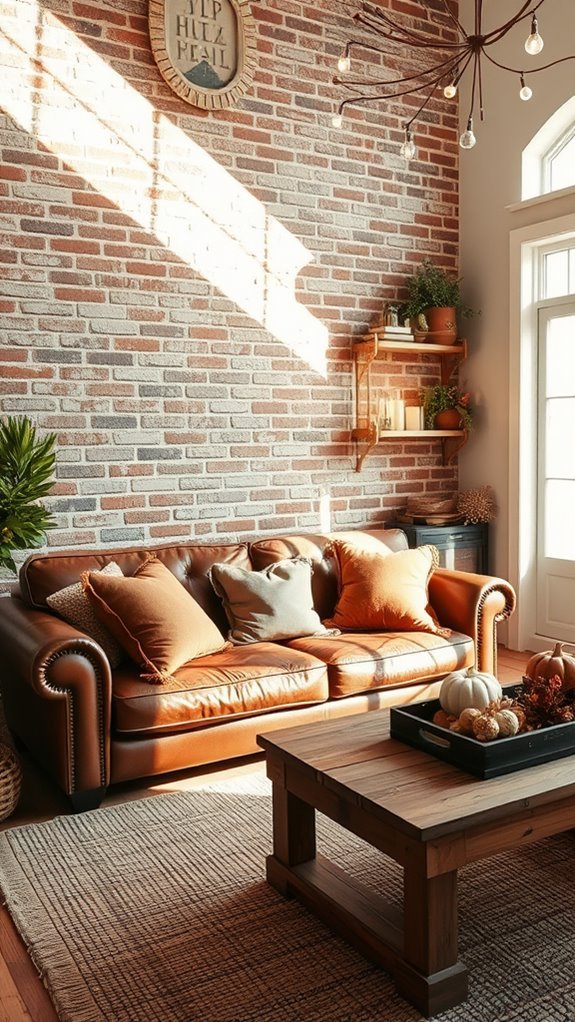 seasonal brick living room decor