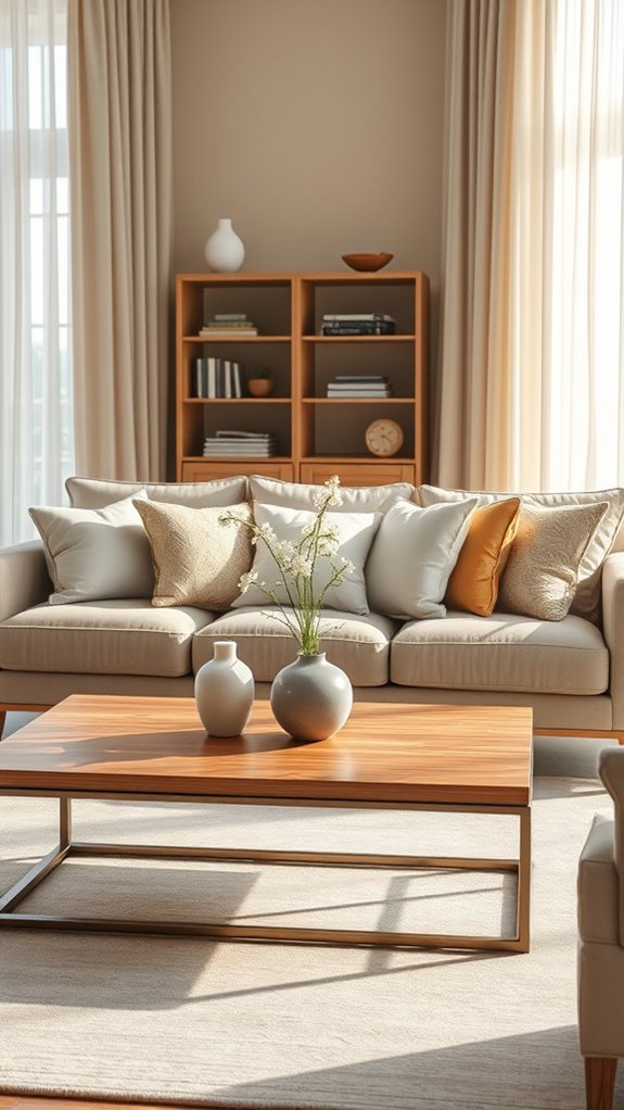 seasonal colorful pillow arrangements