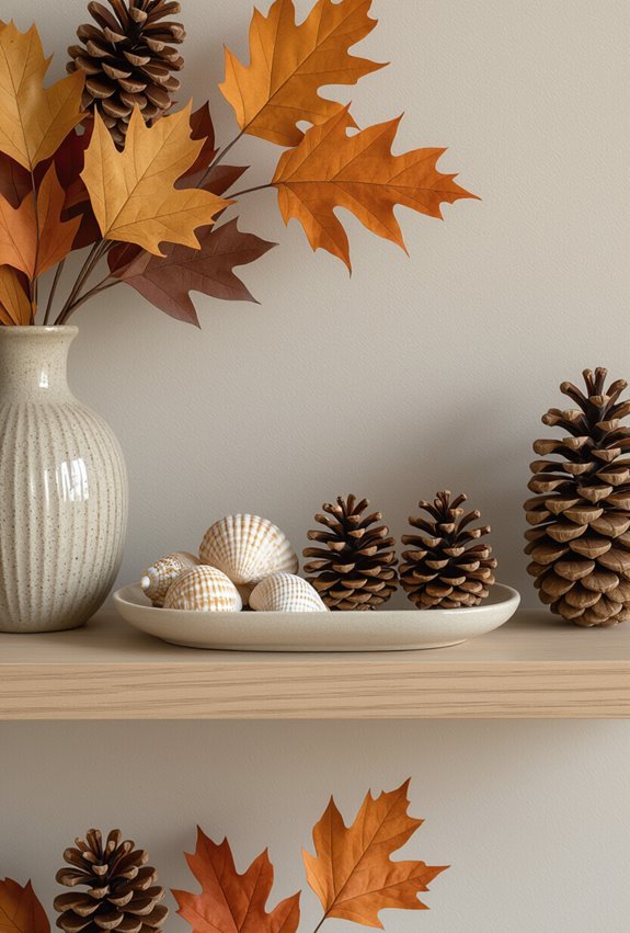 seasonal nature themed shelf styling