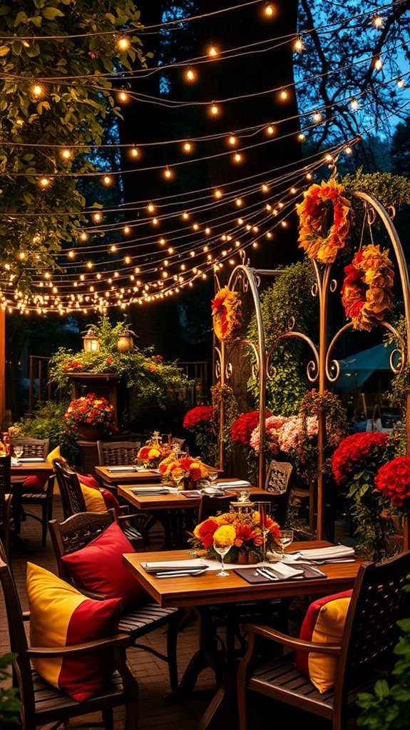 seasonal outdoor restaurant decor