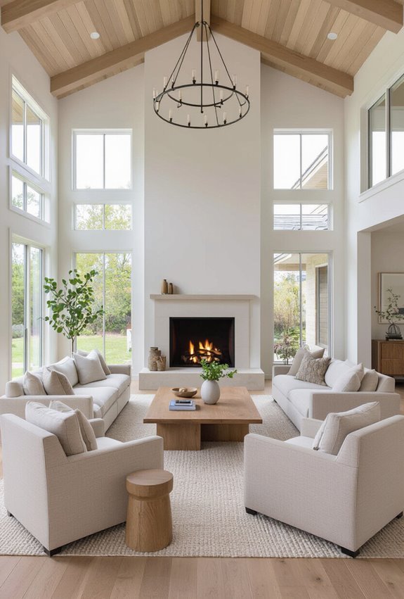 seating centered around focal point