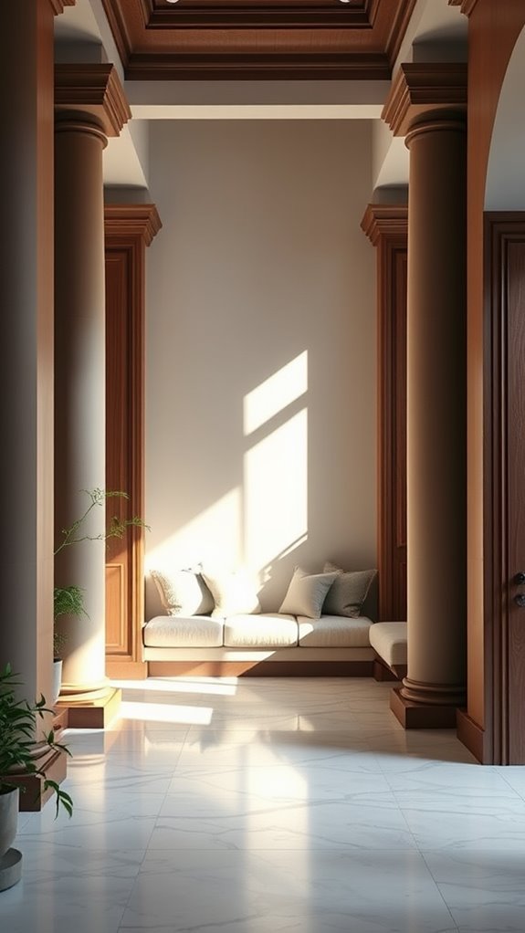 seating integrated into columns