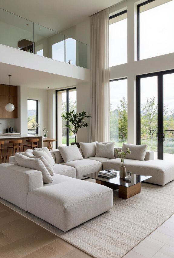 sectional defined open plan zones