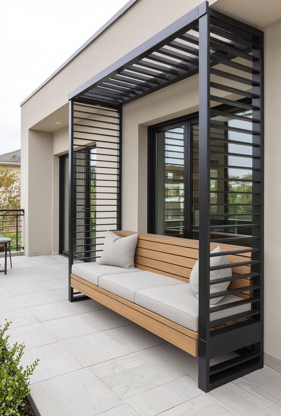 secure balcony seating with storage