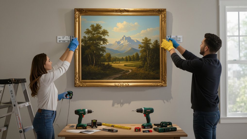 securely hang large artwork