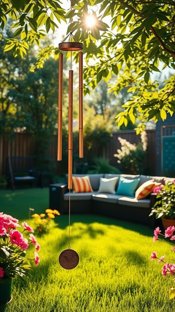 serene backyard wind chimes