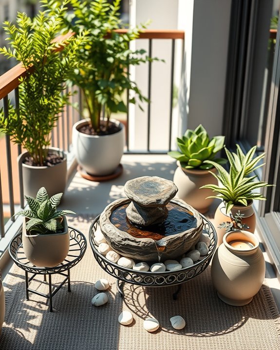 serene balcony water feature