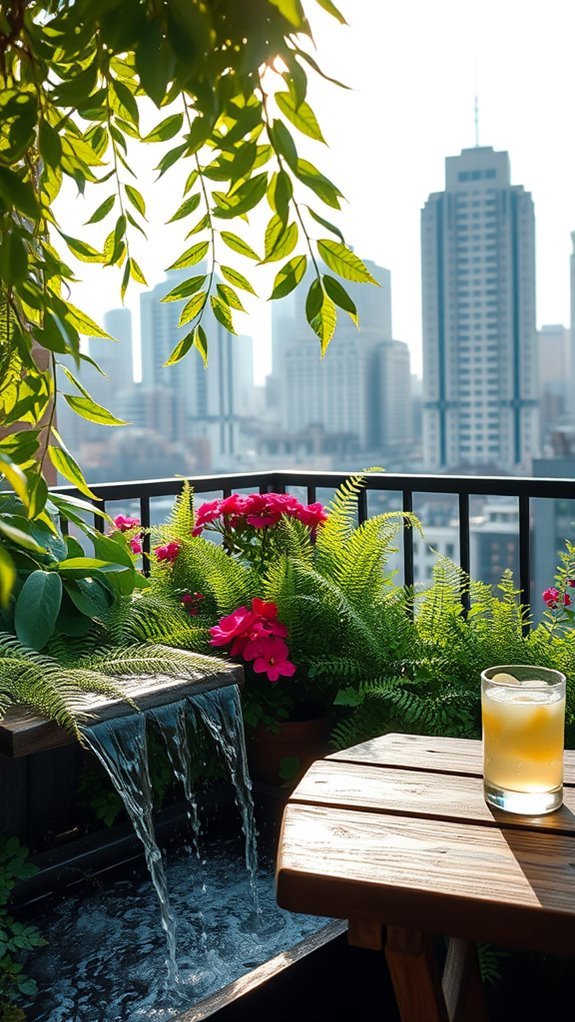 serene balcony water features