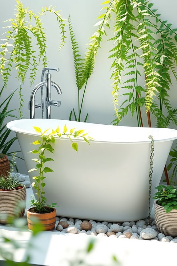 serene bathtub garden accents