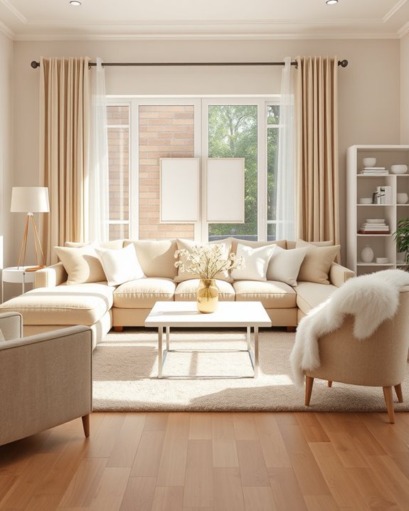 serene beige and white