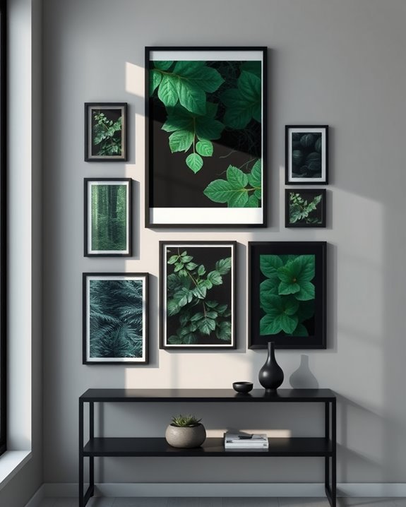 serene black and green prints
