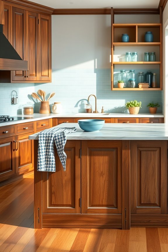 serene blue accents enhance warmth