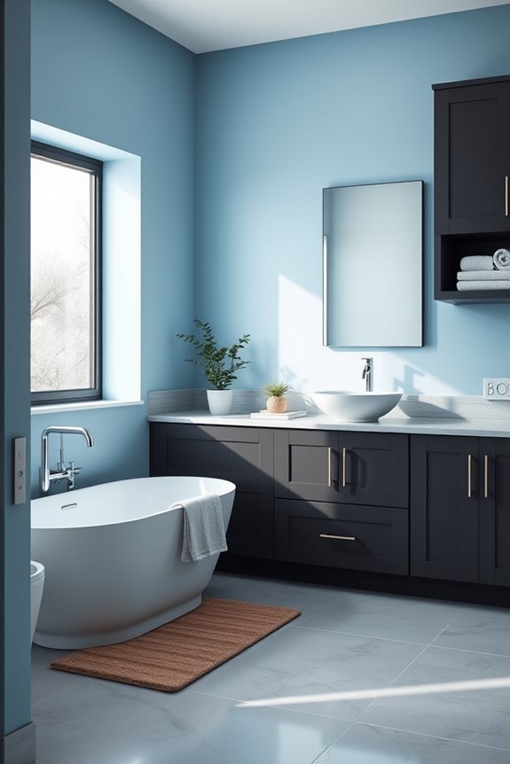 serene blue grey bathroom design