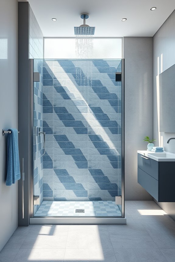 serene blue grey shower