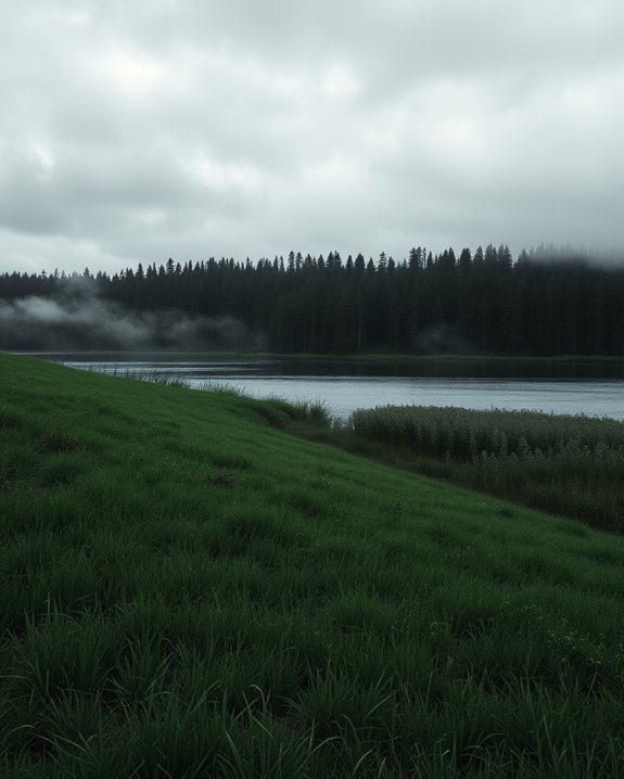 serene grayscale green landscapes