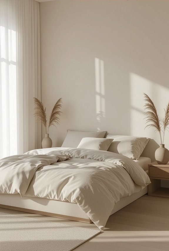 serene layered monochrome bedroom accents