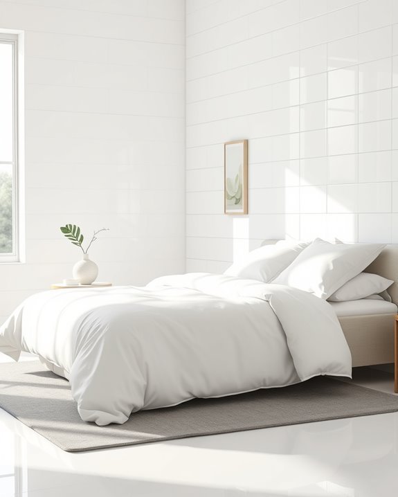 serene minimalist white tiles