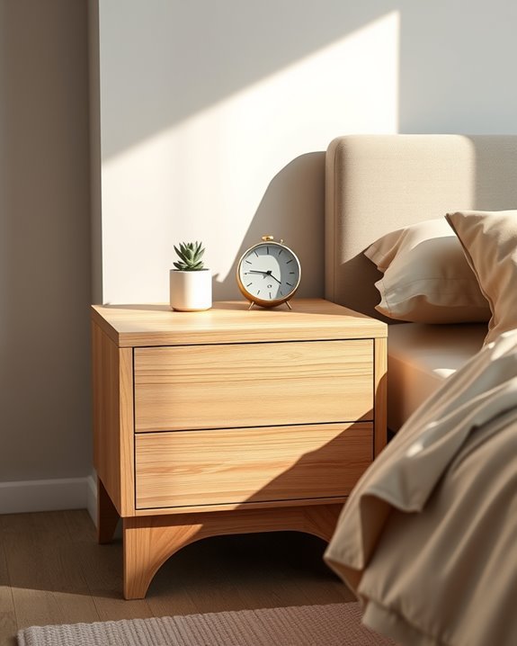 serene minimalist wooden nightstand