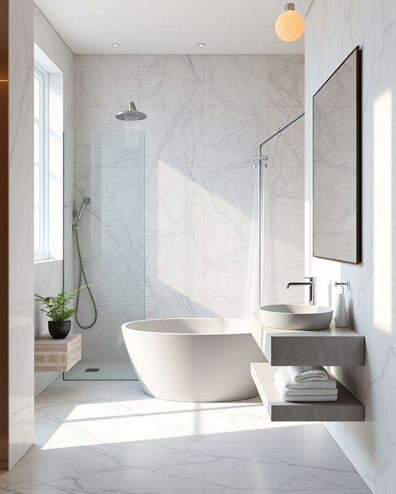 serene monochromatic bathroom design