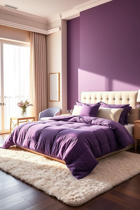 serene purple cream bedroom