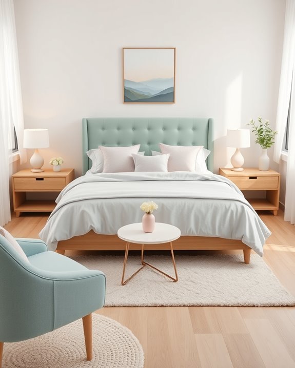 serene soft pastel bedroom