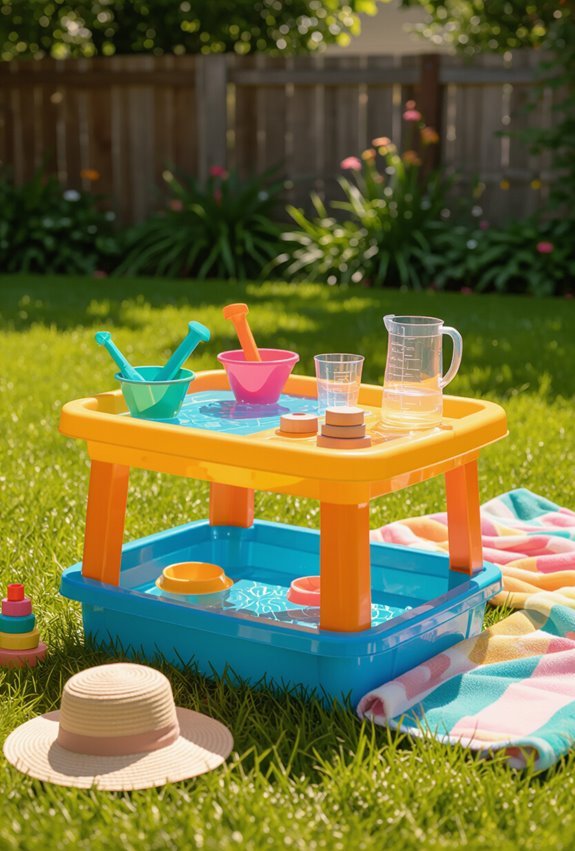 shaded sprinklers pools tables