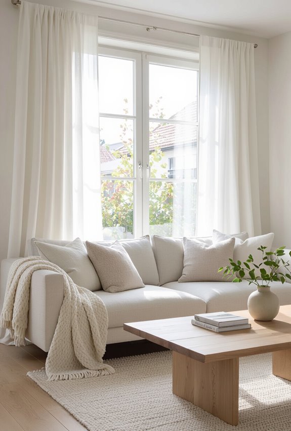sheer curtains diffuse sunlight