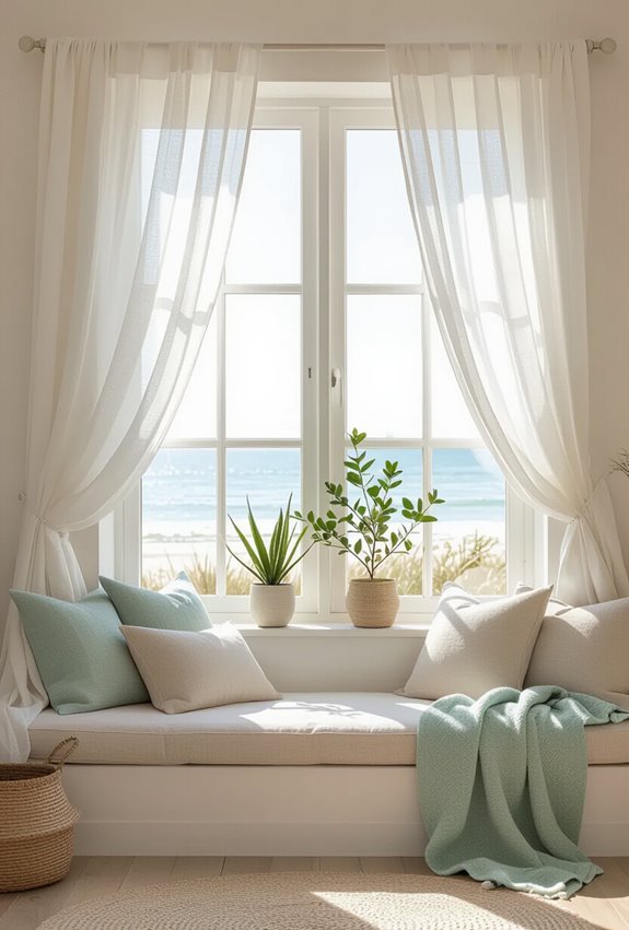 sheer curtains evoke seaside breezes